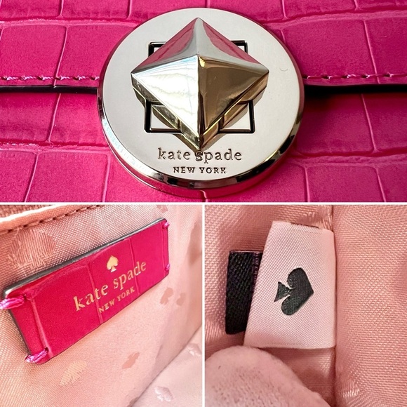 $449 Retail NWOT Kate Spade Audrey Croc Embossed 3-Way Pink Crossbody & Dust - Picture 5 of 13